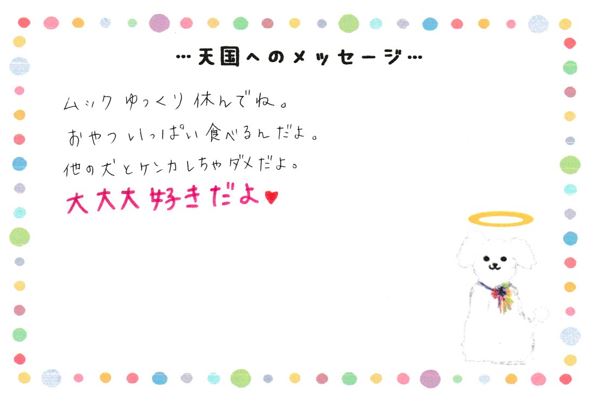 ムックくんへのメッセージ