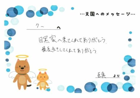 クーちゃんへのメッセージ