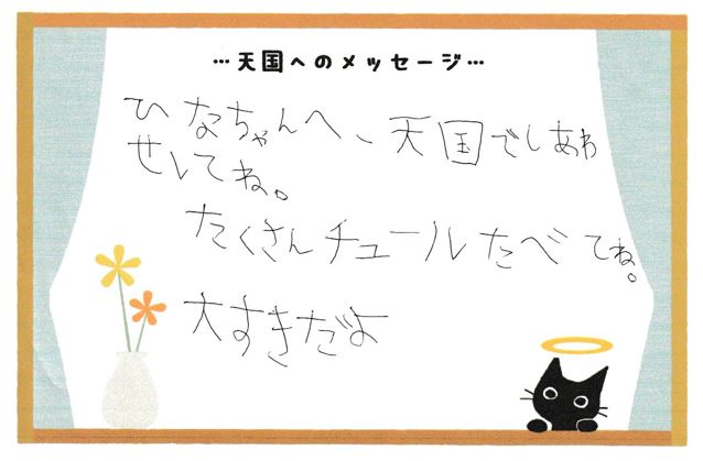 ひな子ちゃんへのメッセージ