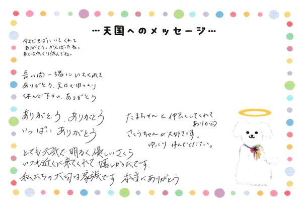 さくらちゃんへのメッセージ