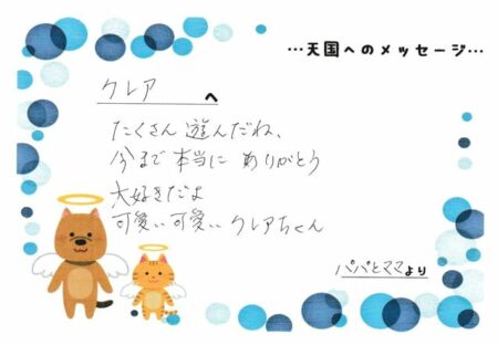 クレアちゃんへのメッセージ